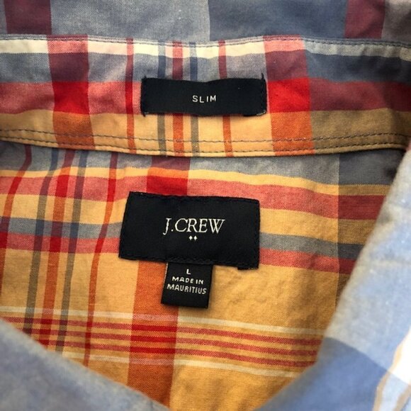 J. Crew Mens Shirt Plaid Short Sleeve Button Down Large - Picture 7 of 8